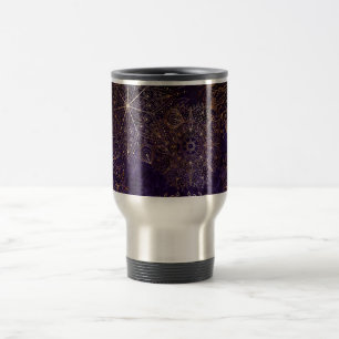 Mug De Voyage Élégant or et violet Motif de mandala Floral