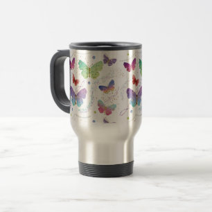 Mug De Voyage Élégant Papillons violets et bleus brillants