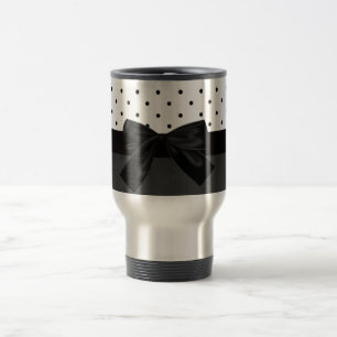 Mug De Voyage Élégant Style Noir, Blanc à pois-Noir Nœud
