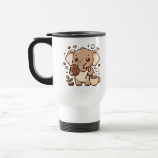 Mug de voyage éléphant mignon Kawaii Café