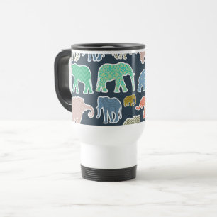 Mug De Voyage Eléphants Colorés, Motif Des Eléphants, Zigzag