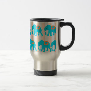 Mug De Voyage Éléphants turquoises mignons de bleu de turquoise