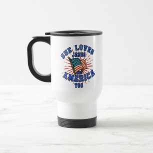 Mug De Voyage Elle aime Jésus et l'Amérique chrétienne patriotiq