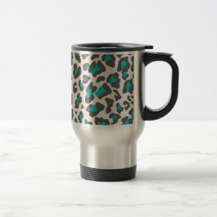 Mug De Voyage Empreinte de léopard Aqua, Gris, Blanc