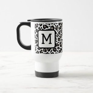 Mug De Voyage Empreinte de léopard monogramme noir et blanc