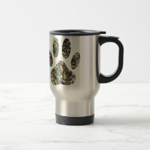Mug De Voyage Empreinte de patte de chien Camo en détresse