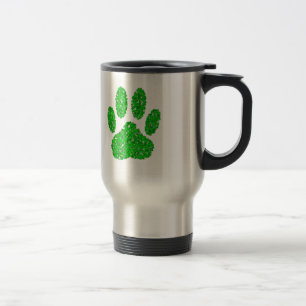 Mug De Voyage Empreinte de patte de chien de feuillage vert
