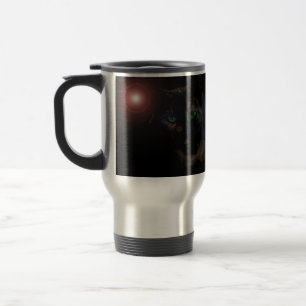 Mug de voyage en aluminium chat noir aux yeux vert
