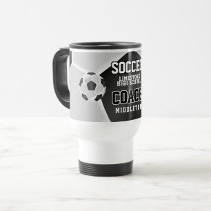 Mug De Voyage Entraîneur de soccer noir et blanc