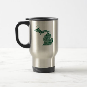 Mug De Voyage État vert des villes du Michigan