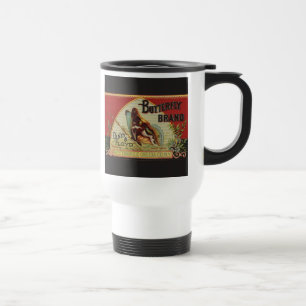 Mug De Voyage Étiquette de publicité pour papillon antique
