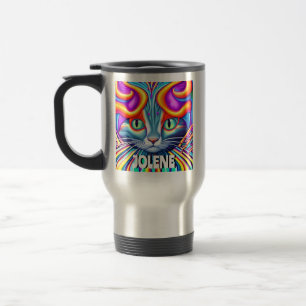 Mug De Voyage Étiquette personnalisé Chat Kitty Mystique uniqu