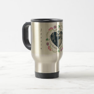 Mug De Voyage Événement romantique Personnalisé Floral Heart Pho