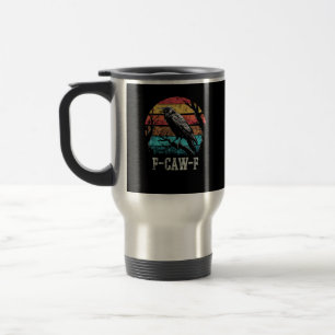 Mug De Voyage F-Caw-F Corbeau Coucher de Soleil Rétro Jeu de Mot