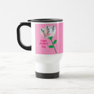 Mug De Voyage Fête des mères mignonneChien chiot Fleur rose 3 Ph