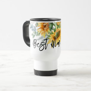 Mug De Voyage Fête des Mères Tournesol Eucalyptus Meilleure Mama
