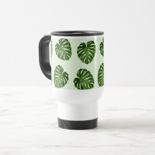 Mug De Voyage Feuilles de palmiers, Feuilles verts, Motif tropic