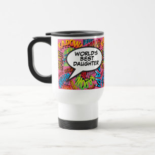 Mug De Voyage Fille Amusant Bande Dessinée Rétro Pop Art Rose