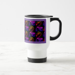 MUG DE VOYAGE FLAMANT ROSE DE ROCKER GOTH PUNK, HAULEURS, CHEVEU