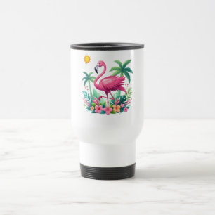 Mug De Voyage Flamingo rose tropicale/Floride