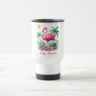 Mug De Voyage Flamingo rose tropicale/Floride