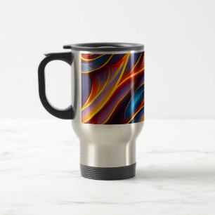 Mug De Voyage Flammes rouges bleues Abstraites