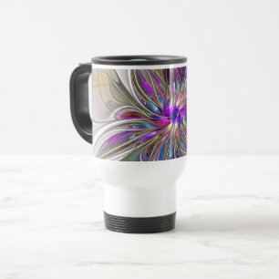 Mug De Voyage Fleur d'art Abstrait, énergique et coloré