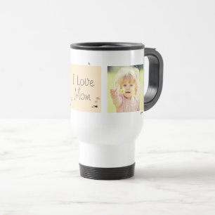 Mug De Voyage Fleur romantique et photo de famille Fête des mère