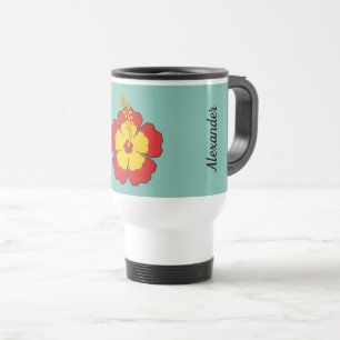 Mug De Voyage Fleur tropicale de l'Hibiscus rouge Ajouter Votr
