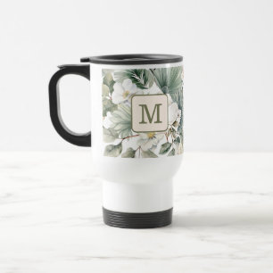Mug De Voyage Fleurs aquarelles à monogramme personnalisé
