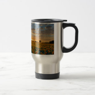 Mug De Voyage Fleurs de soleil au coucher du soleil