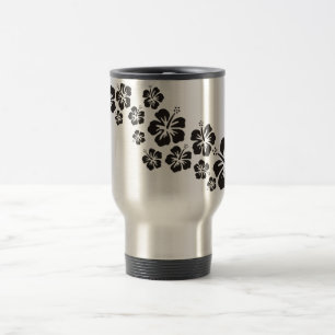 Mug De Voyage fleurs d'hibiscus en noir