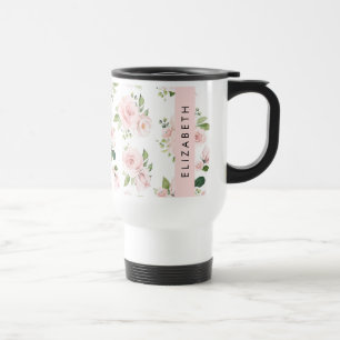 Mug De Voyage Fleurs roses, Roses, Fleurs Aquarelles, Votre Nom