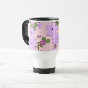Mug De Voyage Fleurs Violettes, Modèle Floral, Motif De Fleurs