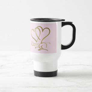 Mug De Voyage Forever Hearts Gold éditable couleurs arrière - pl