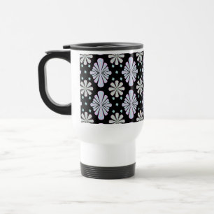 Mug De Voyage Formes florales pastel sur fond noir
