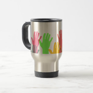 Mug De Voyage Foule de mains colorées dans les airs