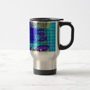 Mug De Voyage Français Bleu Africain Tissé Abstrait violet forme