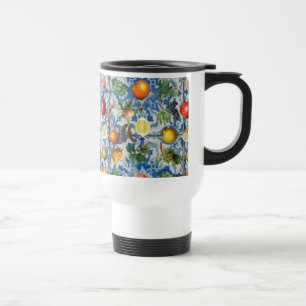 Mug De Voyage Fruit d'été méditerranéen & Mosaïque Bleue Blanc