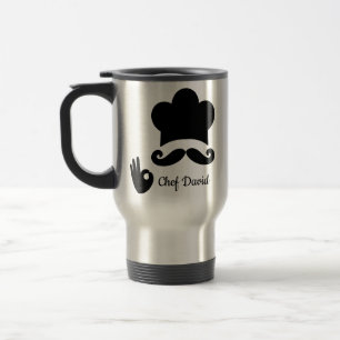 Mug De Voyage Funky Black Mustache Custom Nom du texte Casquette