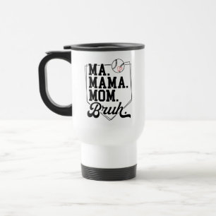 Mug De Voyage Funny Baseball Maman Bruh avec nom et numéro d'équ