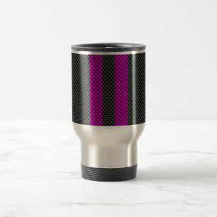 Mug De Voyage Fuschsia Pink Stripes en fibre de carbone