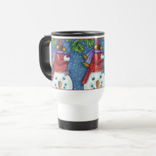 MUG DE VOYAGE GARDE CARDINAL SNOWMAN, CUTE NOËL REDBIRD