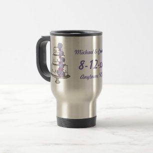Mug De Voyage Gâteau de Mariage Roses Violettes Mariée Marié Per