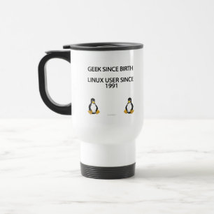 Mug De Voyage Geek depuis la naissance. Utilisateur de Linux