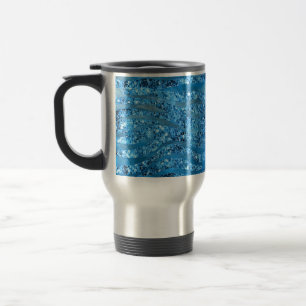 Mug De Voyage Glam Parties scintillant Blue Zebra Stripes Travel