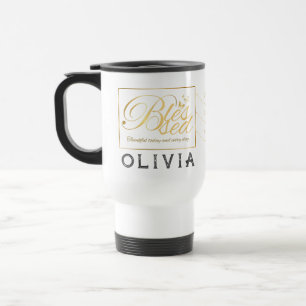 Mug De Voyage Gold Custom Calligraphy Nom Thanksgiving Cadeau