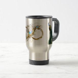 Mug De Voyage Golden Royal Peacocks & Feathers Mariages Cercles