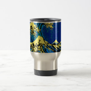 Mug De Voyage Grande vague Hokusai dans l'accent de style pop ar