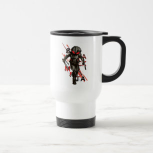 Mug De Voyage Graphique de typographie dispersé par Manta noir